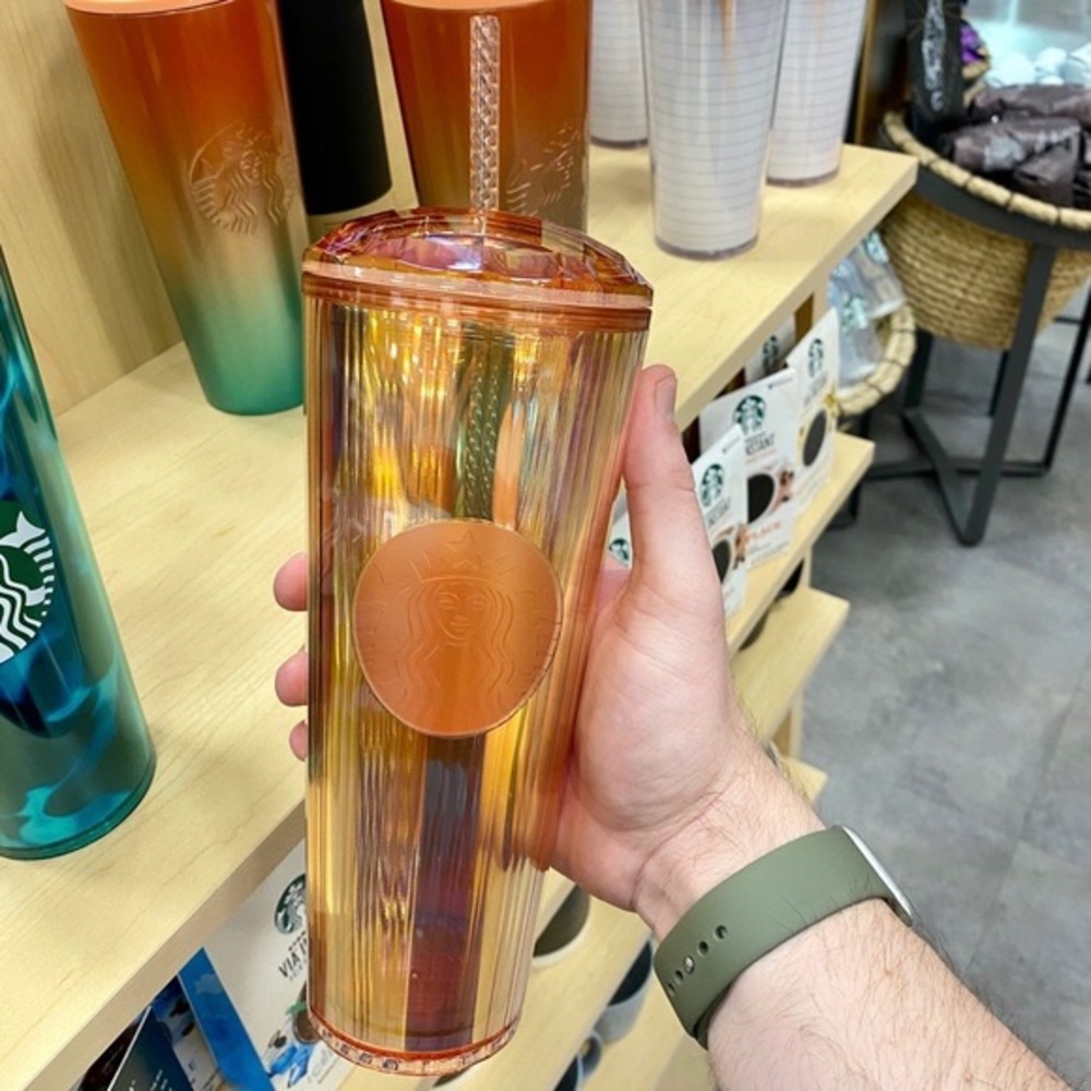 Starbucks 24 oz Dome Peach Orange Tumbler Cup